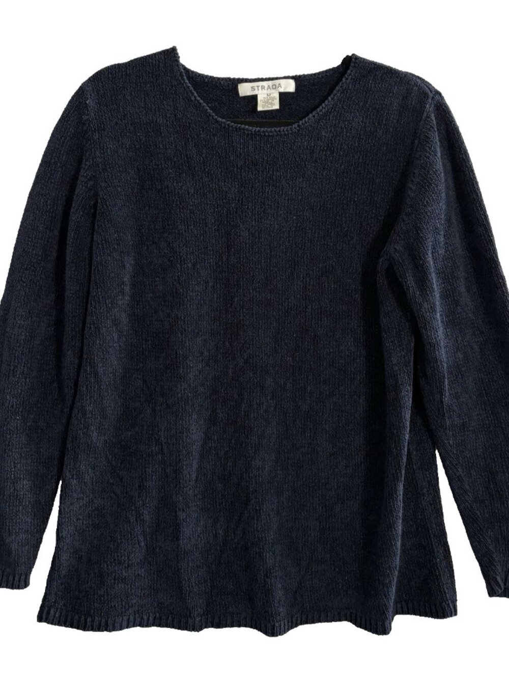 STRADA Women Silk Blend Pullover Sweater Sz M Blue Luxury Chic Classic 92-7